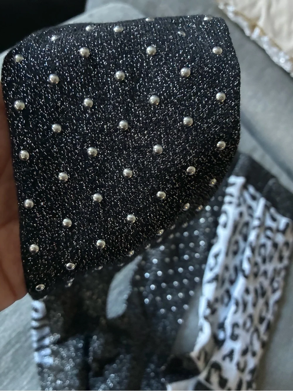 VS Pink Sparkle Black & White Leopard Crew Socks - Pack of 2